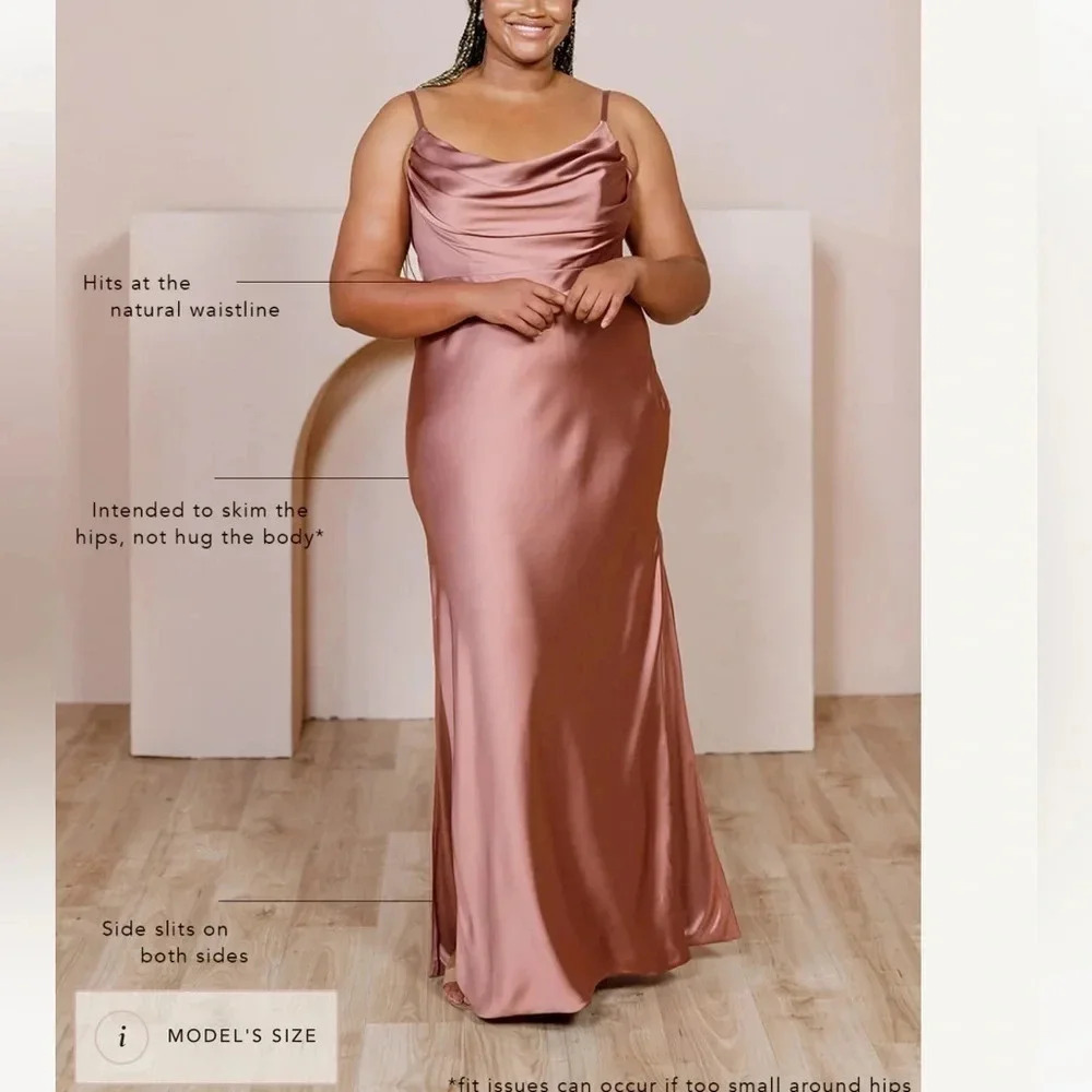 Revelry Sky Satin Cinnamon Rose Bridesmaid Dress Size 4